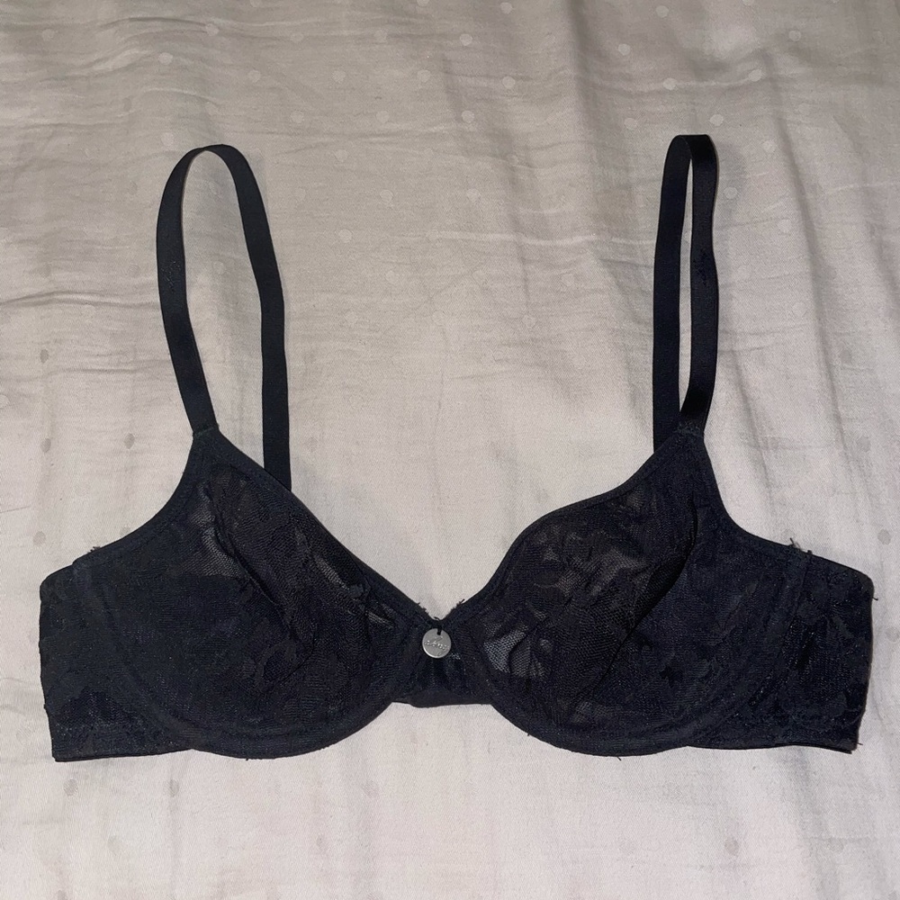 See through lace bra